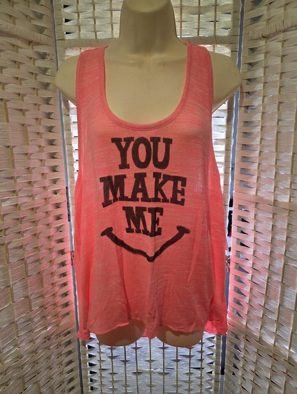Coral Graphic Tank Top - You Make Me
